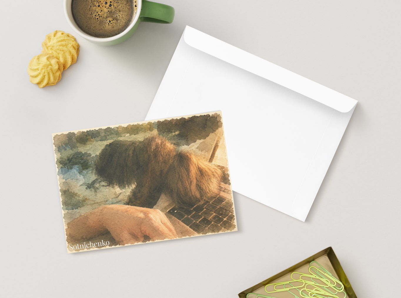 Little Desk Companion — Vintage Printable Postcard
