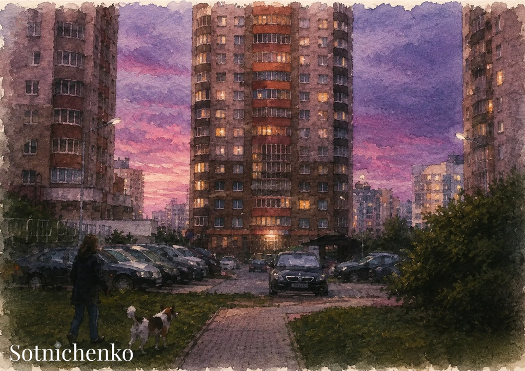 Evening Walk Home — Vintage Printable Postcard