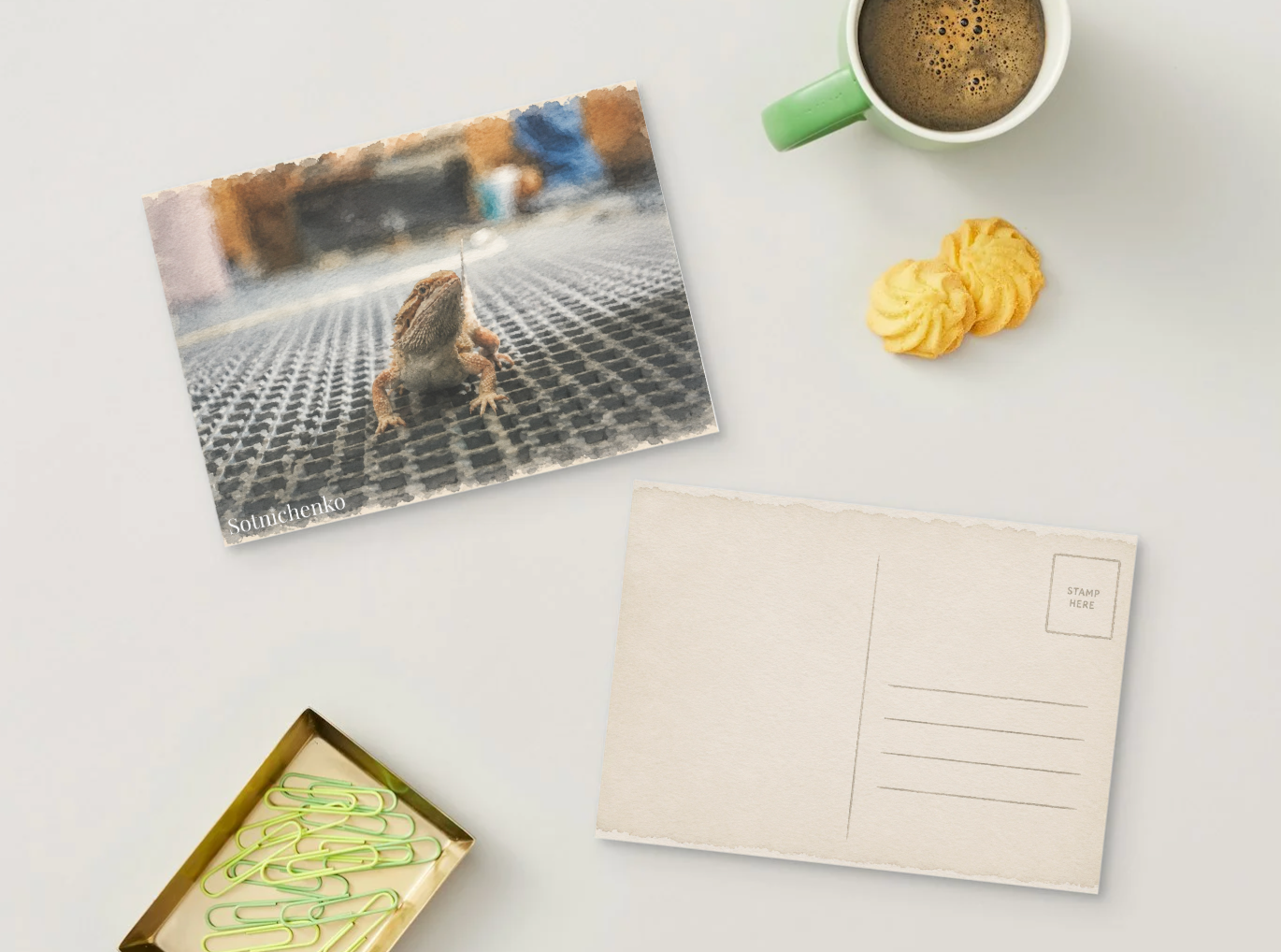 Tiny Dragon — Reptile Printable Postcard