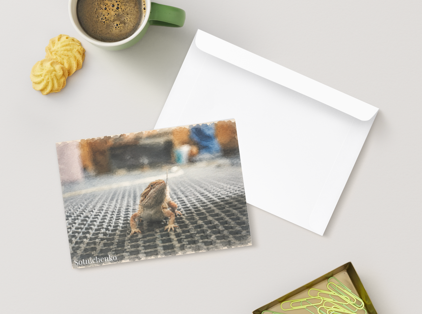 Tiny Dragon — Reptile Printable Postcard