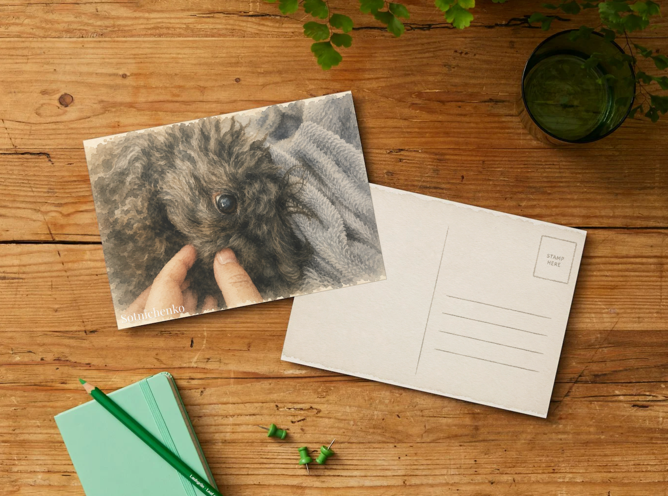 Curly Little Soul — Vintage Printable Postcard