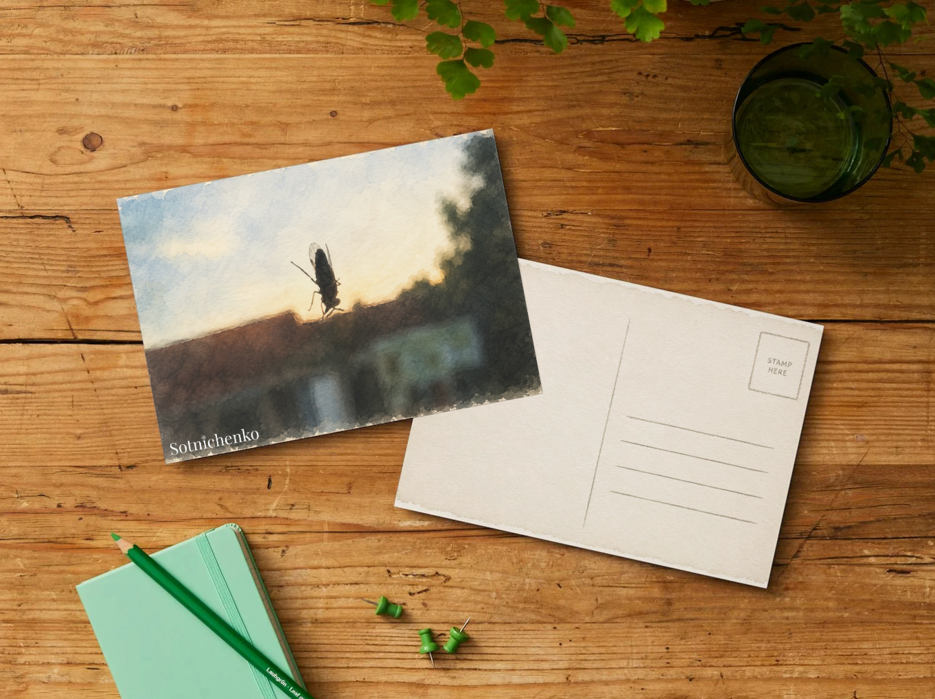 Window Guest — Vintage Printable Postcard