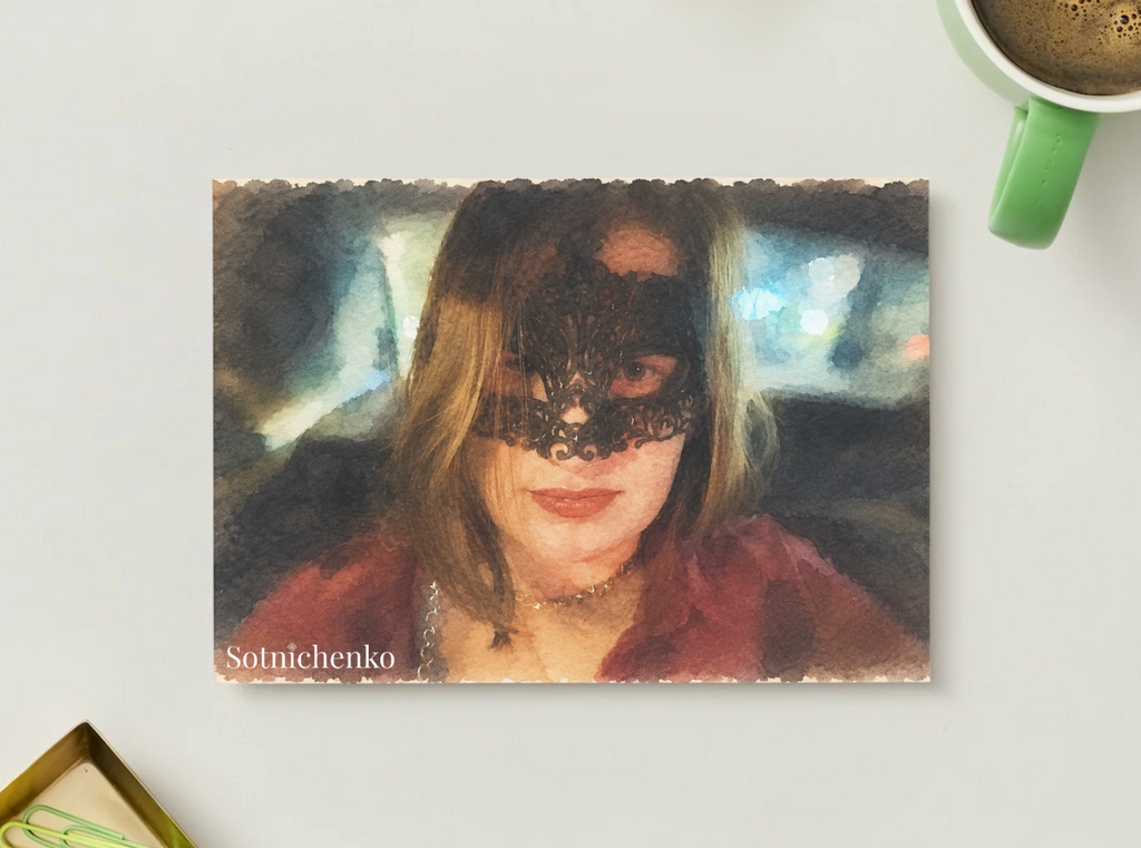 Velvet Mask — Vintage Printable Postcard