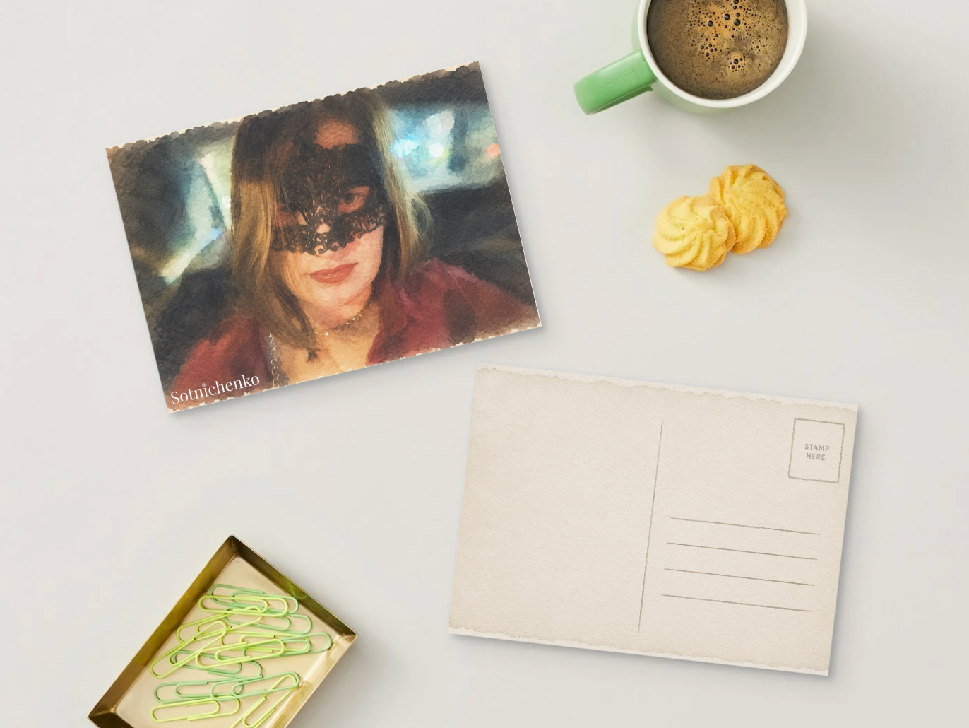 Velvet Mask — Vintage Printable Postcard