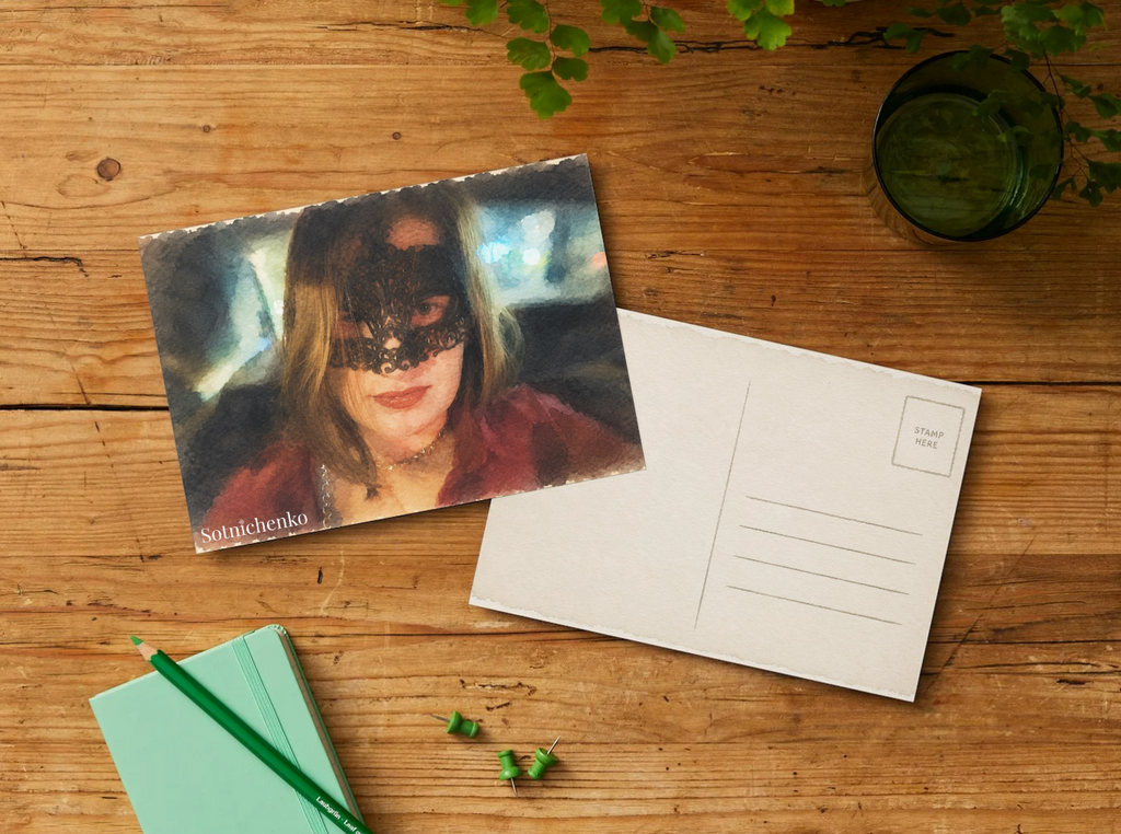 Velvet Mask — Vintage Printable Postcard
