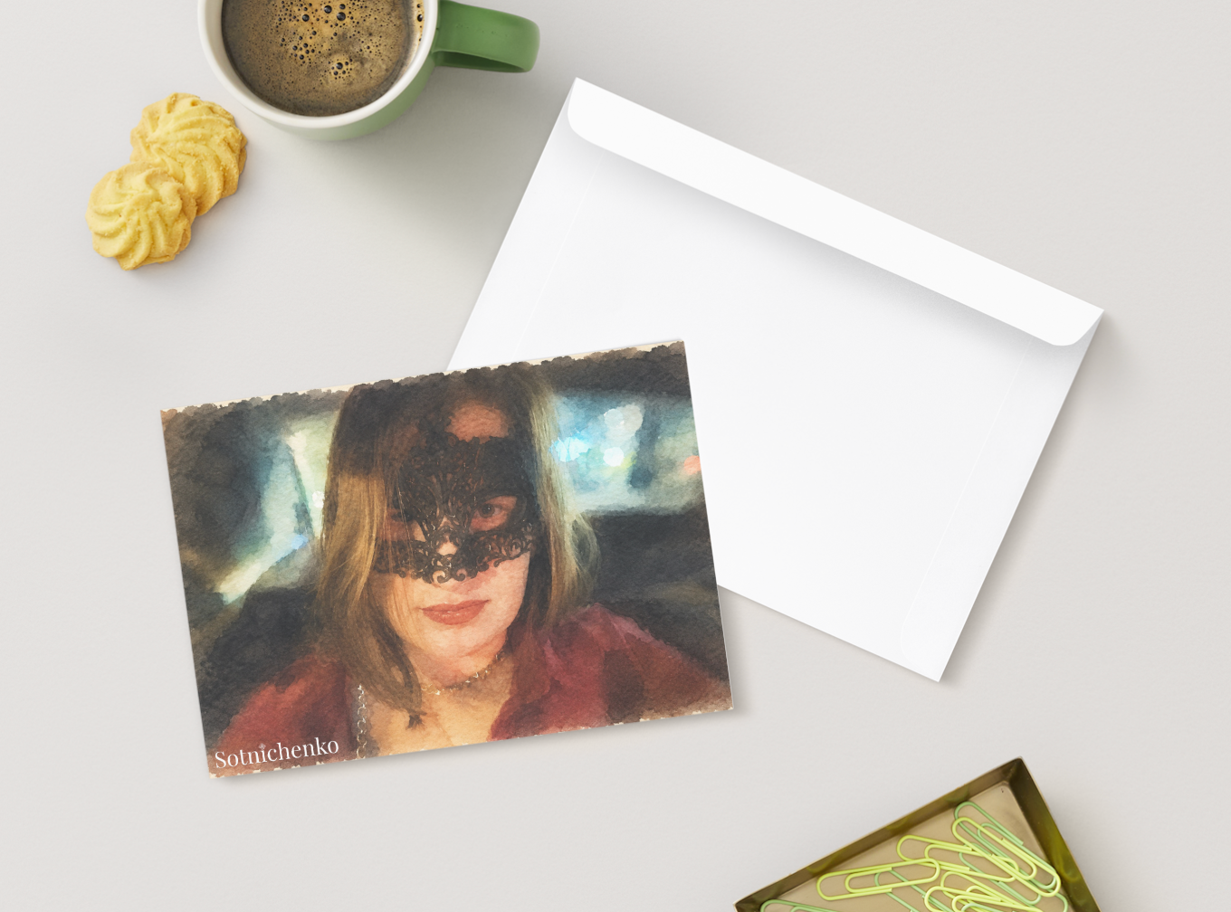 Velvet Mask — Vintage Printable Postcard