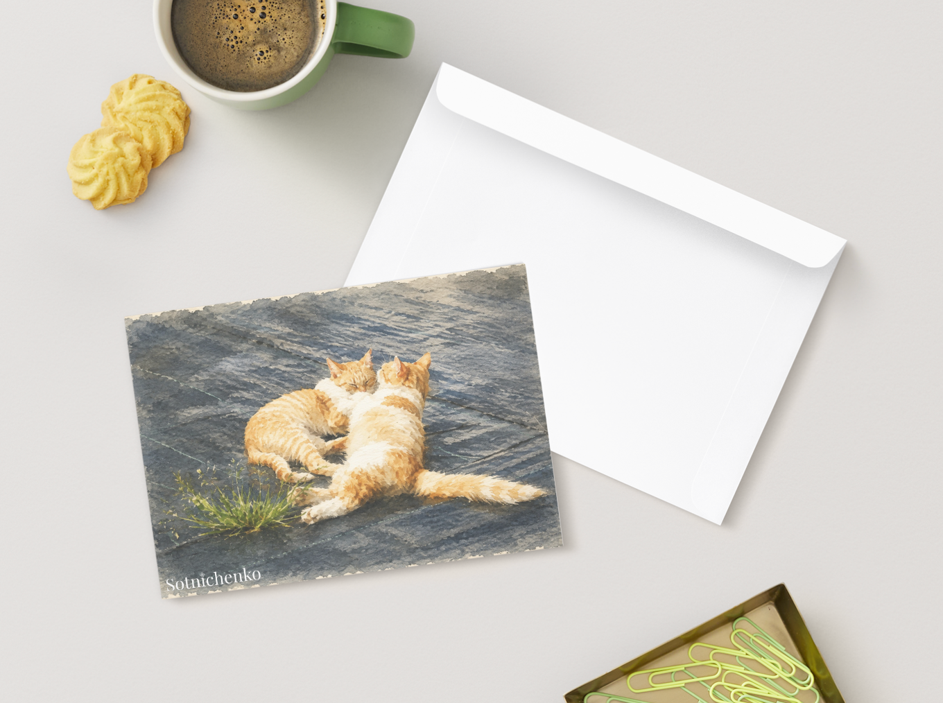 Sunlit Cats — Pet Printable Postcard