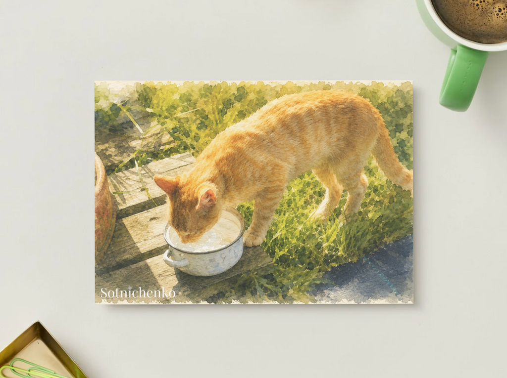 Garden Breakfast — Vintage Printable Postcard
