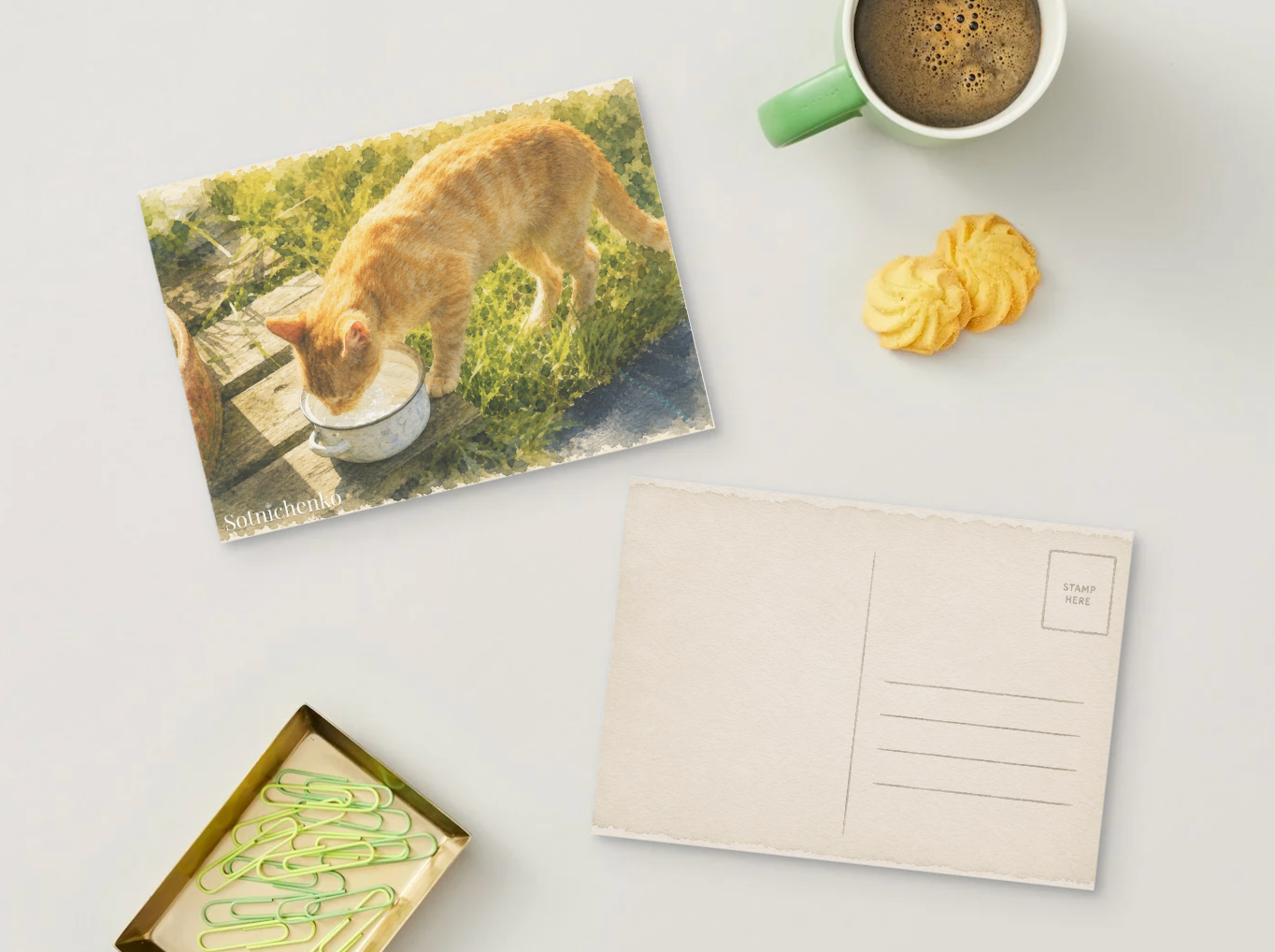 Garden Breakfast — Vintage Printable Postcard