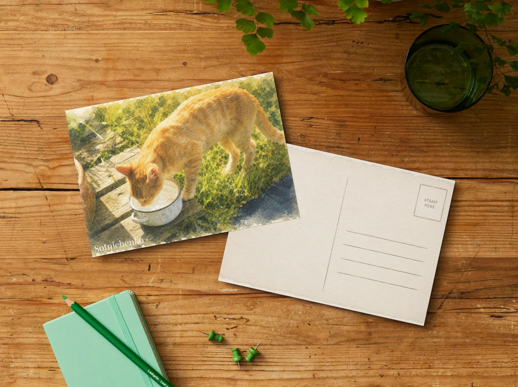 Garden Breakfast — Vintage Printable Postcard