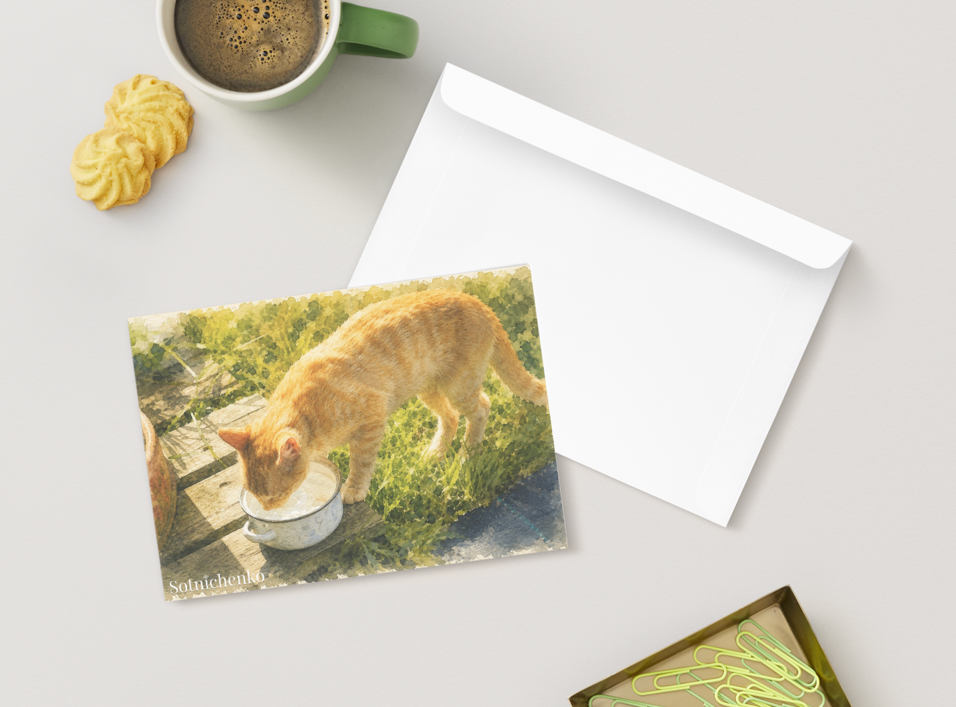 Garden Breakfast — Vintage Printable Postcard