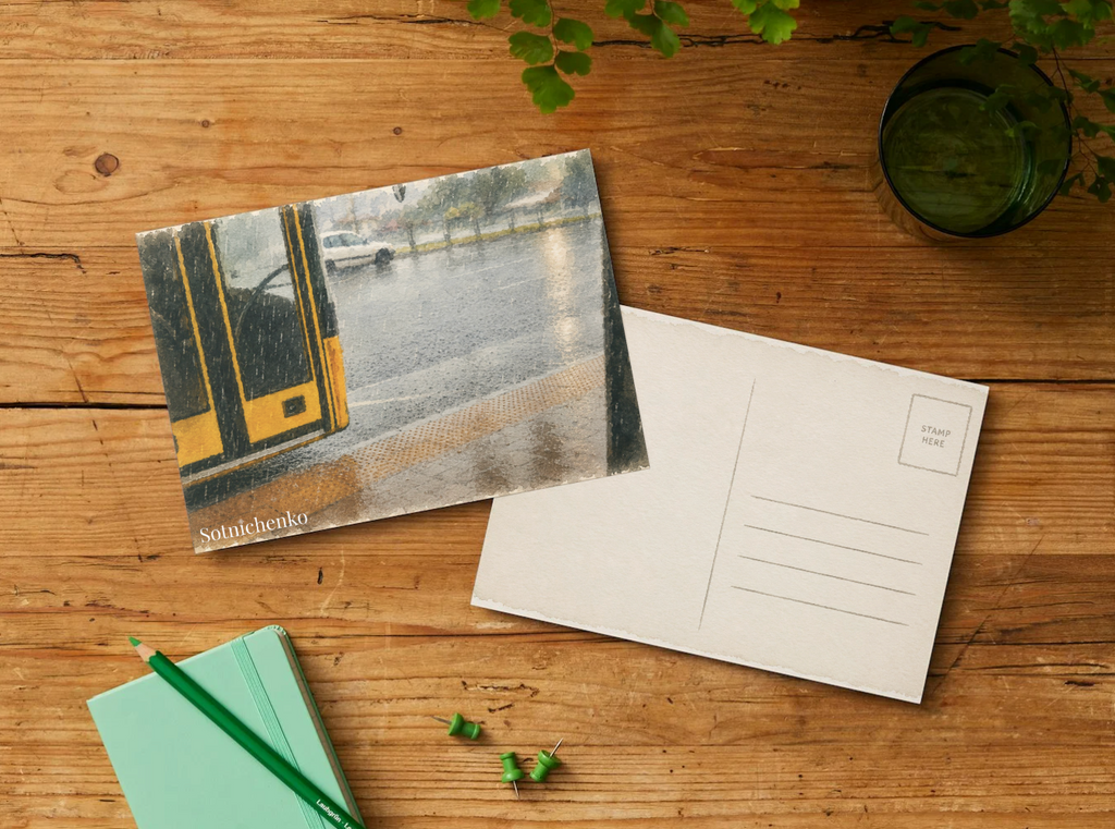 Between Stops — Rainy City Postcard