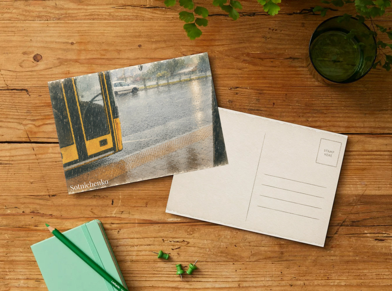 Between Stops — Rainy City Postcard