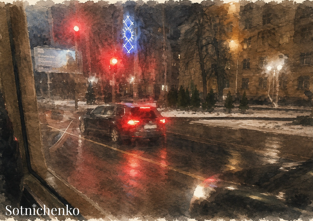 After the Red Light — Urban Night Postcard