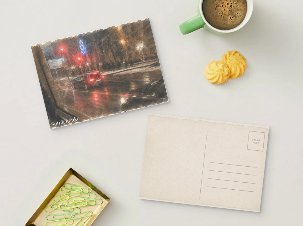 After the Red Light — Urban Night Postcard