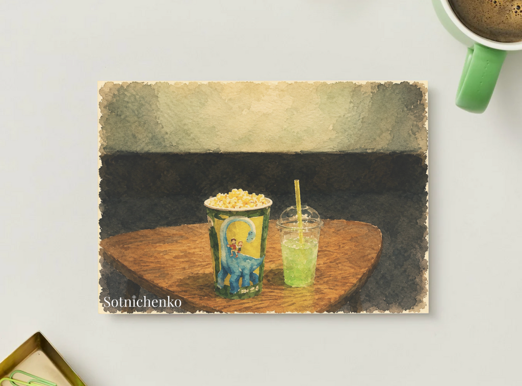 Movie Snacks — Cozy Cinema Printable Postcard