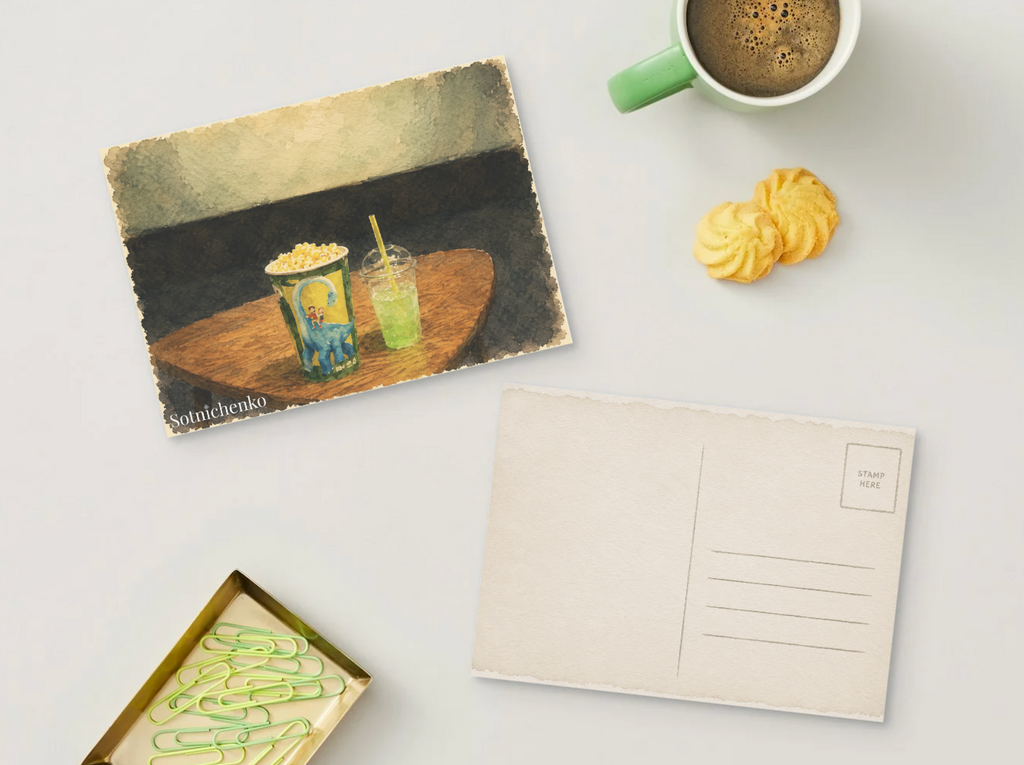 Movie Snacks — Cozy Cinema Printable Postcard