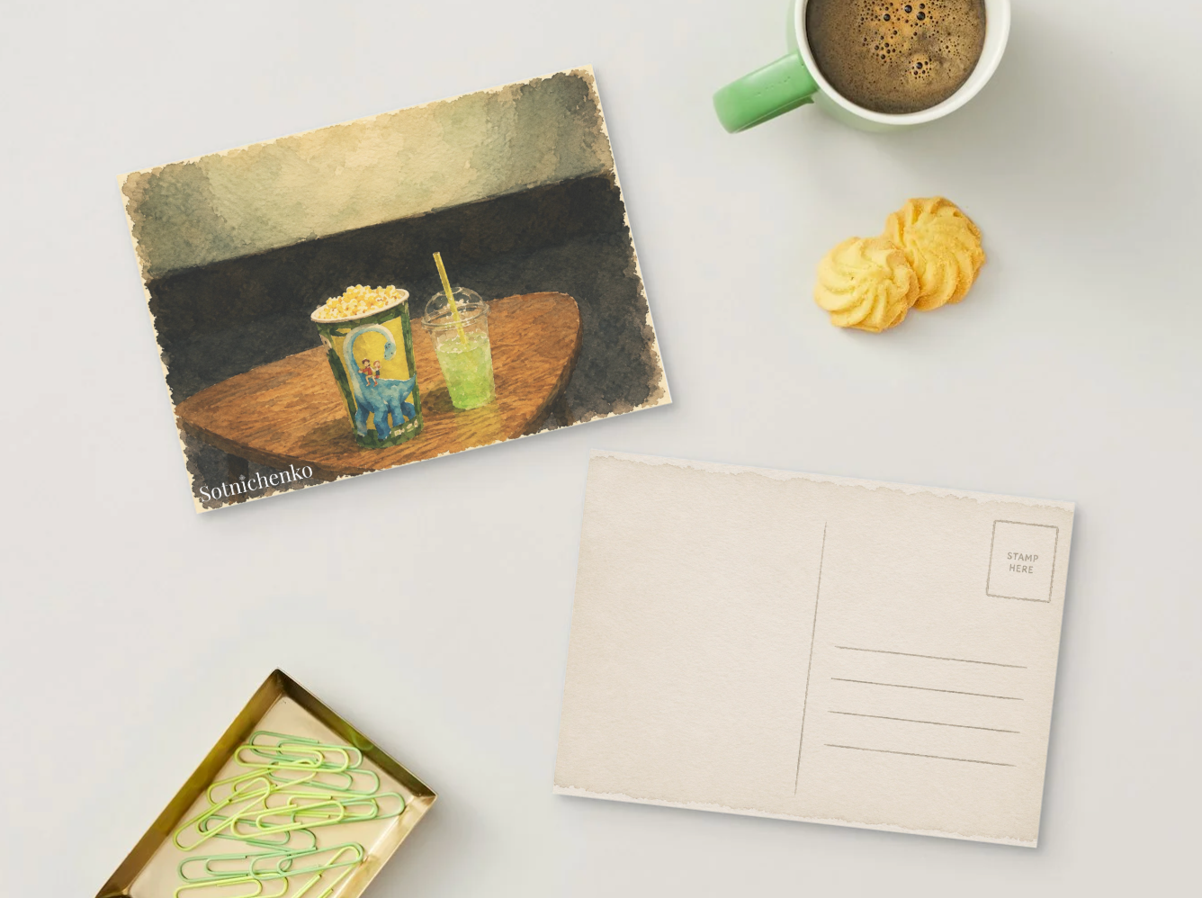 Movie Snacks — Cozy Cinema Printable Postcard