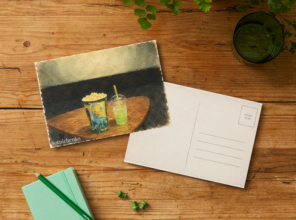 Movie Snacks — Cozy Cinema Printable Postcard