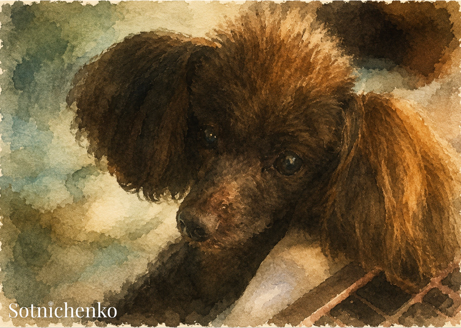 Little Brown Eyes — Dog Printable Postcard