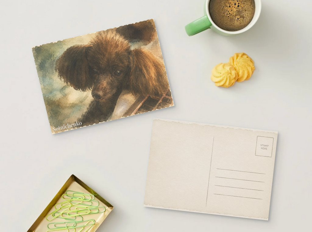 Little Brown Eyes — Dog Printable Postcard