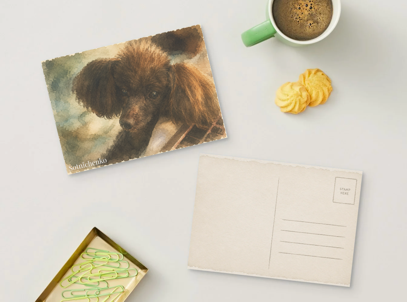 Little Brown Eyes — Dog Printable Postcard
