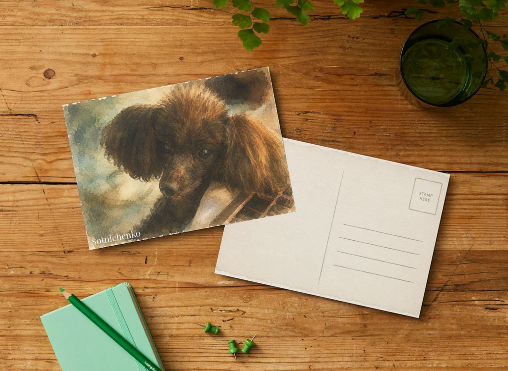 Little Brown Eyes — Dog Printable Postcard