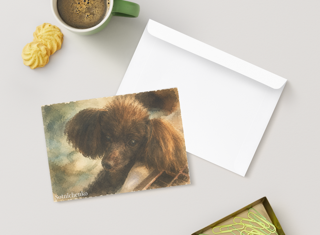 Little Brown Eyes — Dog Printable Postcard