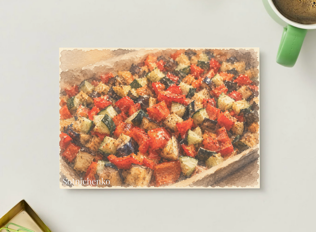 Garden Roast — Vintage Food Postcard