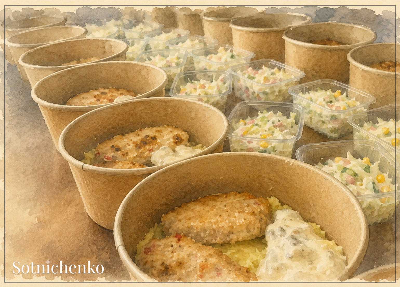 Lunch Prep — Kitchen Printable Postcard