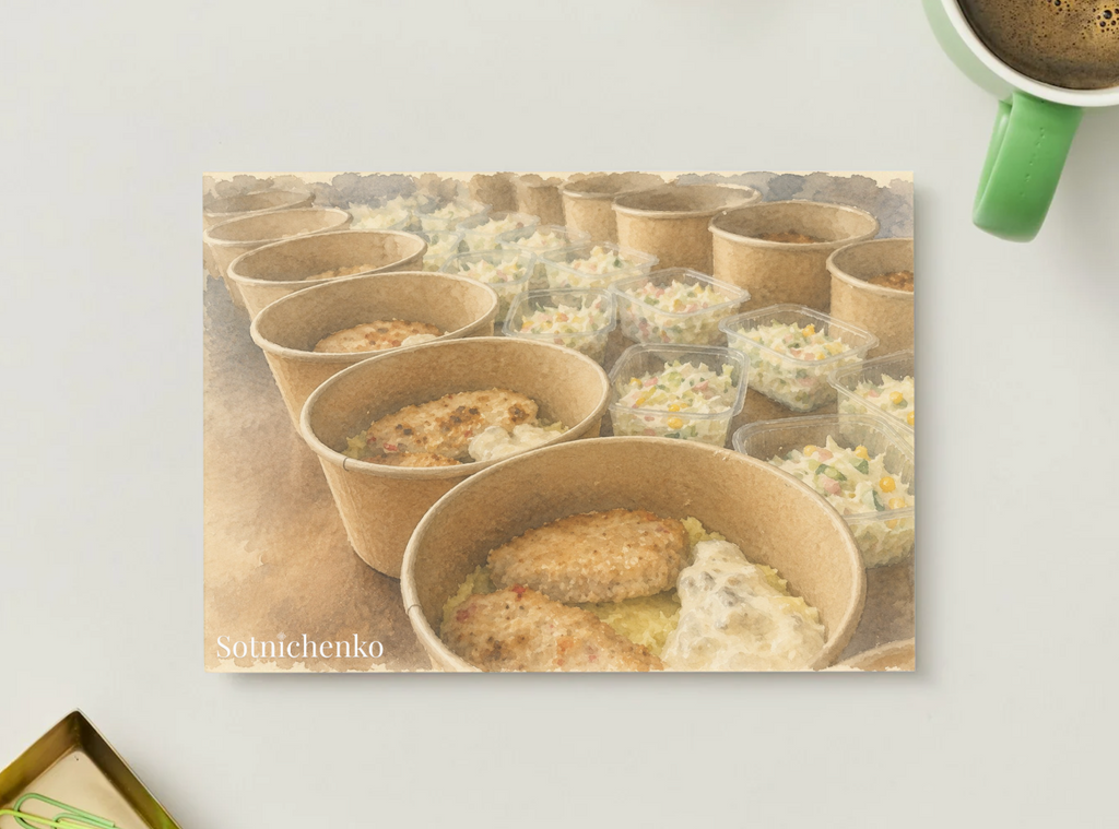 Lunch Prep — Kitchen Printable Postcard