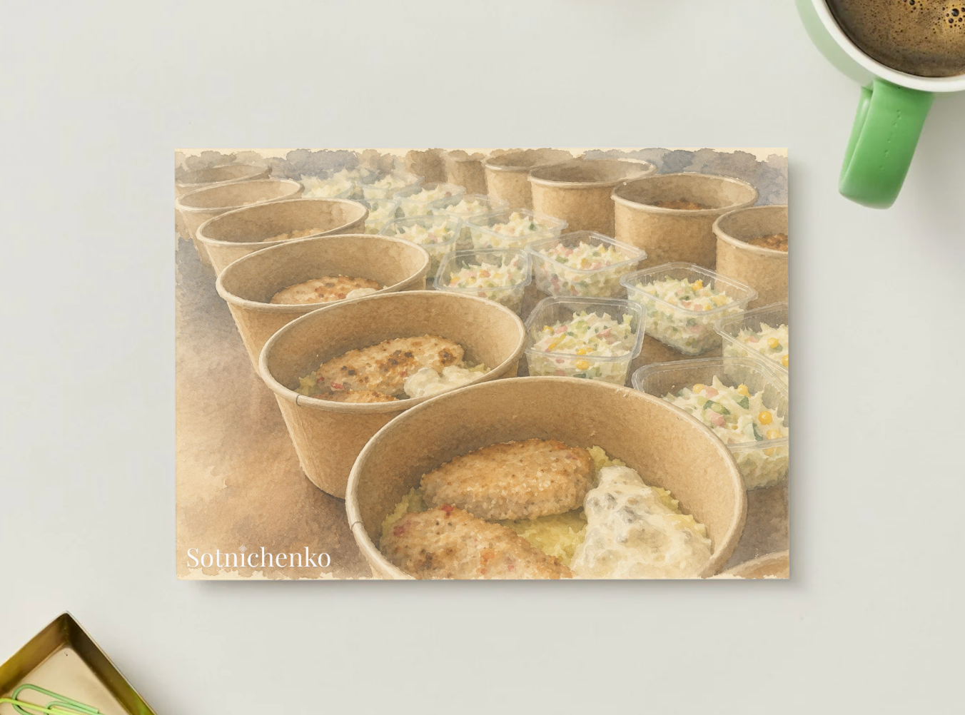 Lunch Prep — Kitchen Printable Postcard