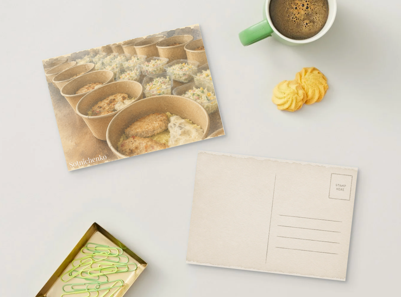 Lunch Prep — Kitchen Printable Postcard