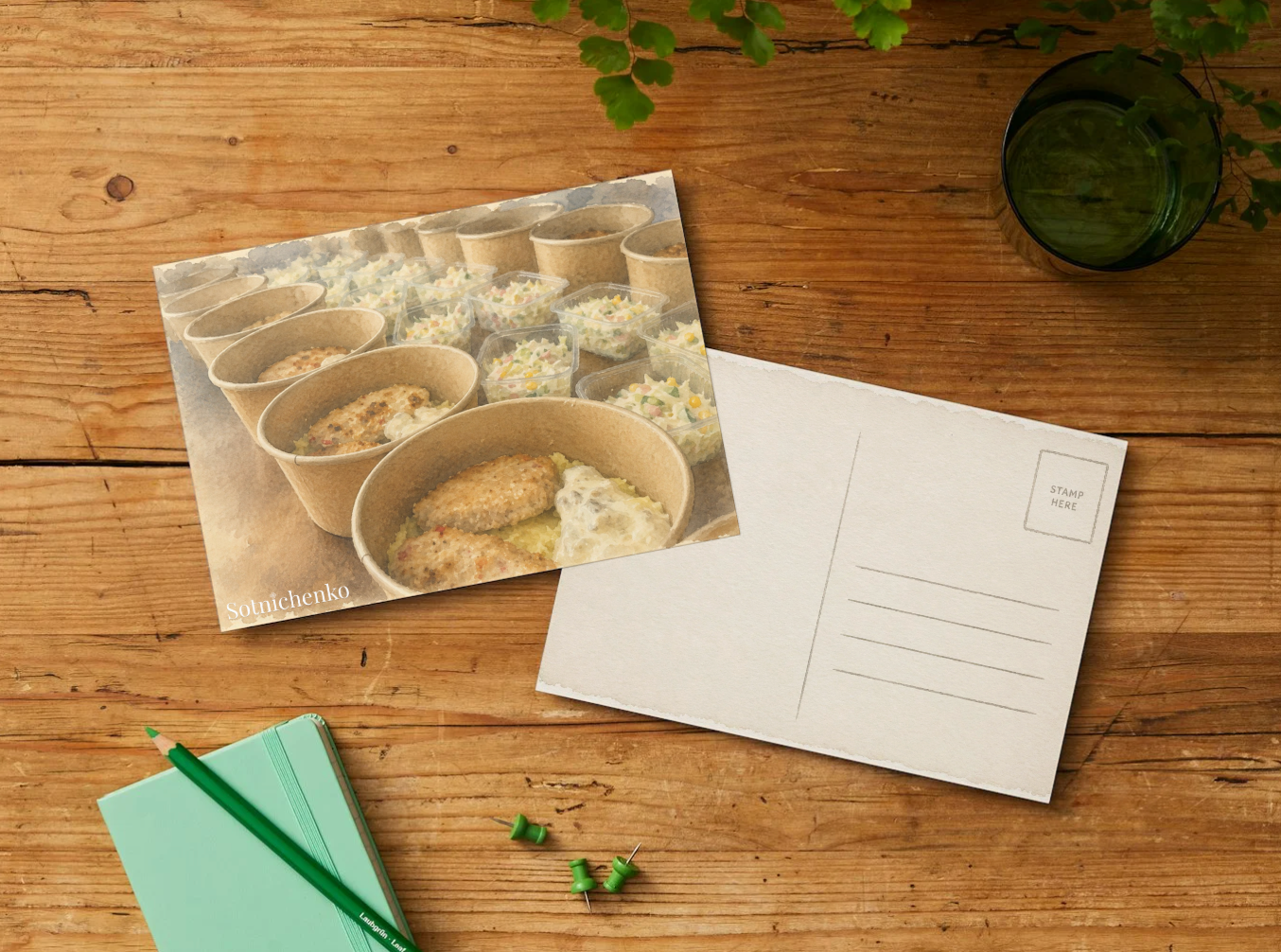 Lunch Prep — Kitchen Printable Postcard