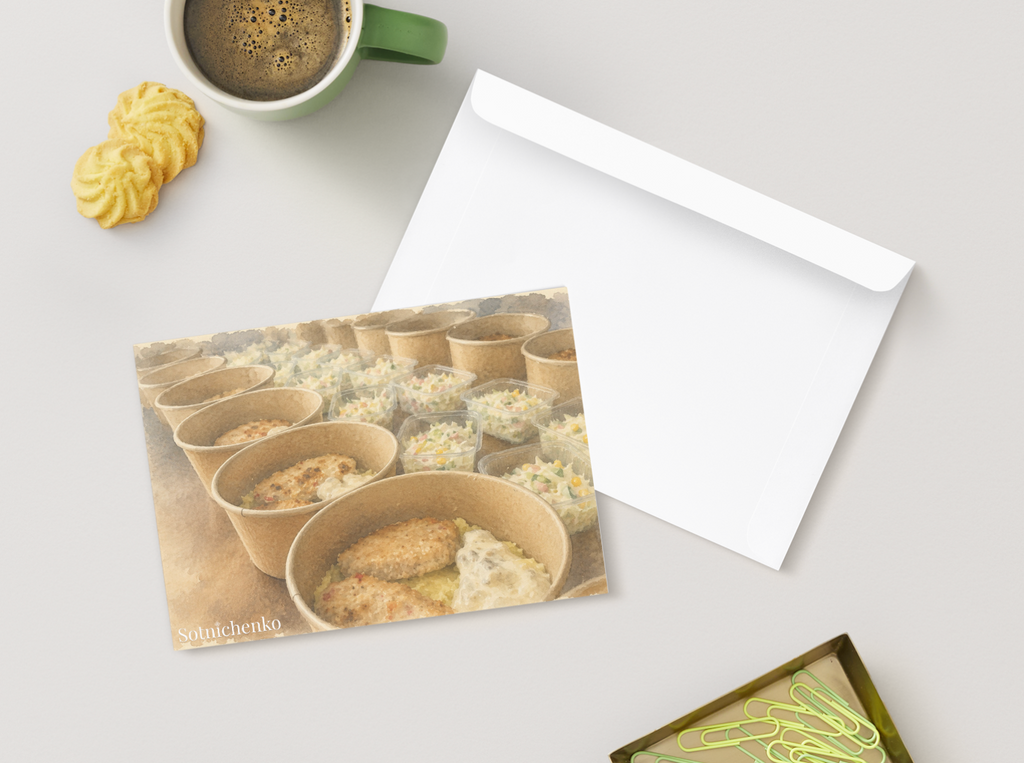 Lunch Prep — Kitchen Printable Postcard