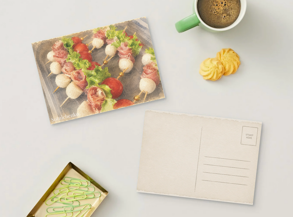Picnic Bites — Vintage Food Printable Postcard