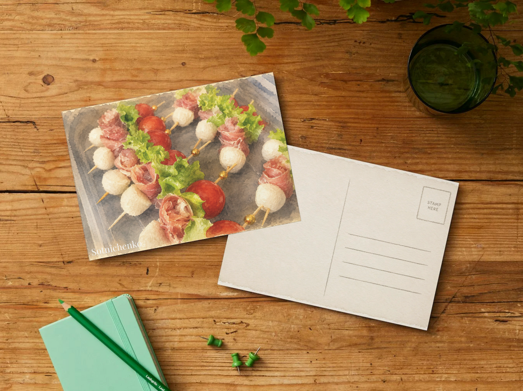 Picnic Bites — Vintage Food Printable Postcard