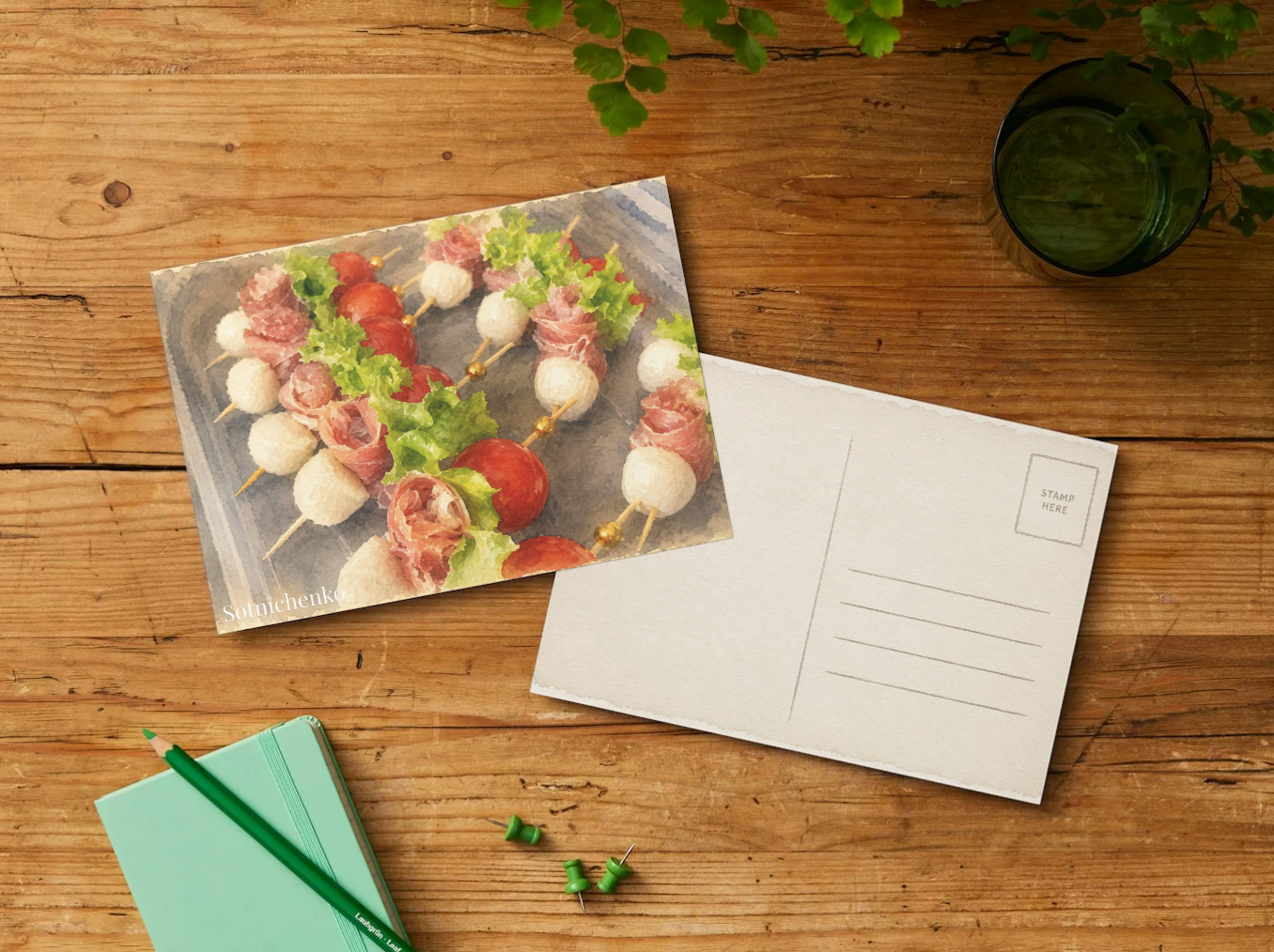 Picnic Bites — Vintage Food Printable Postcard
