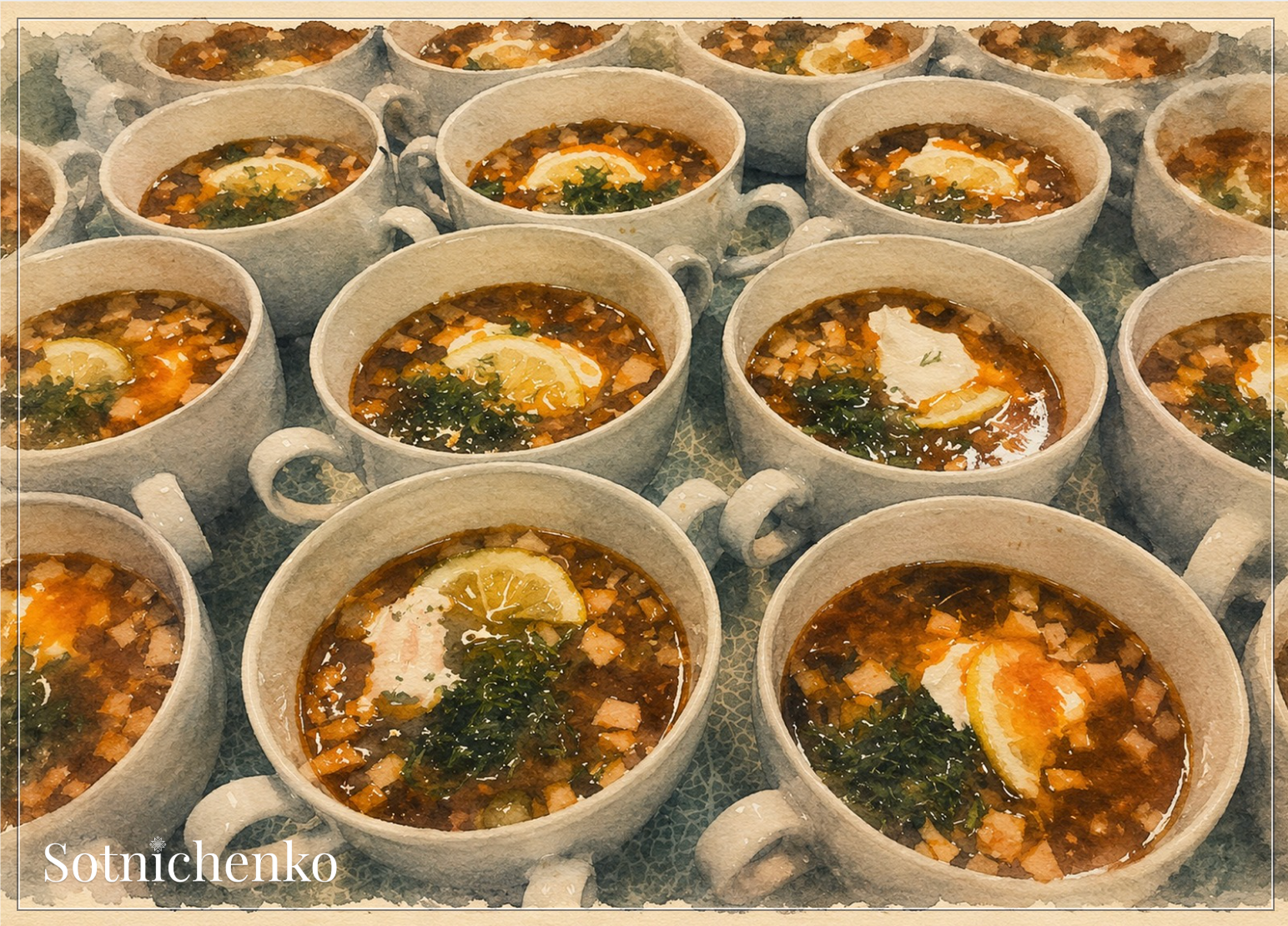 Soup Service — Vintage Food Printable Postcard