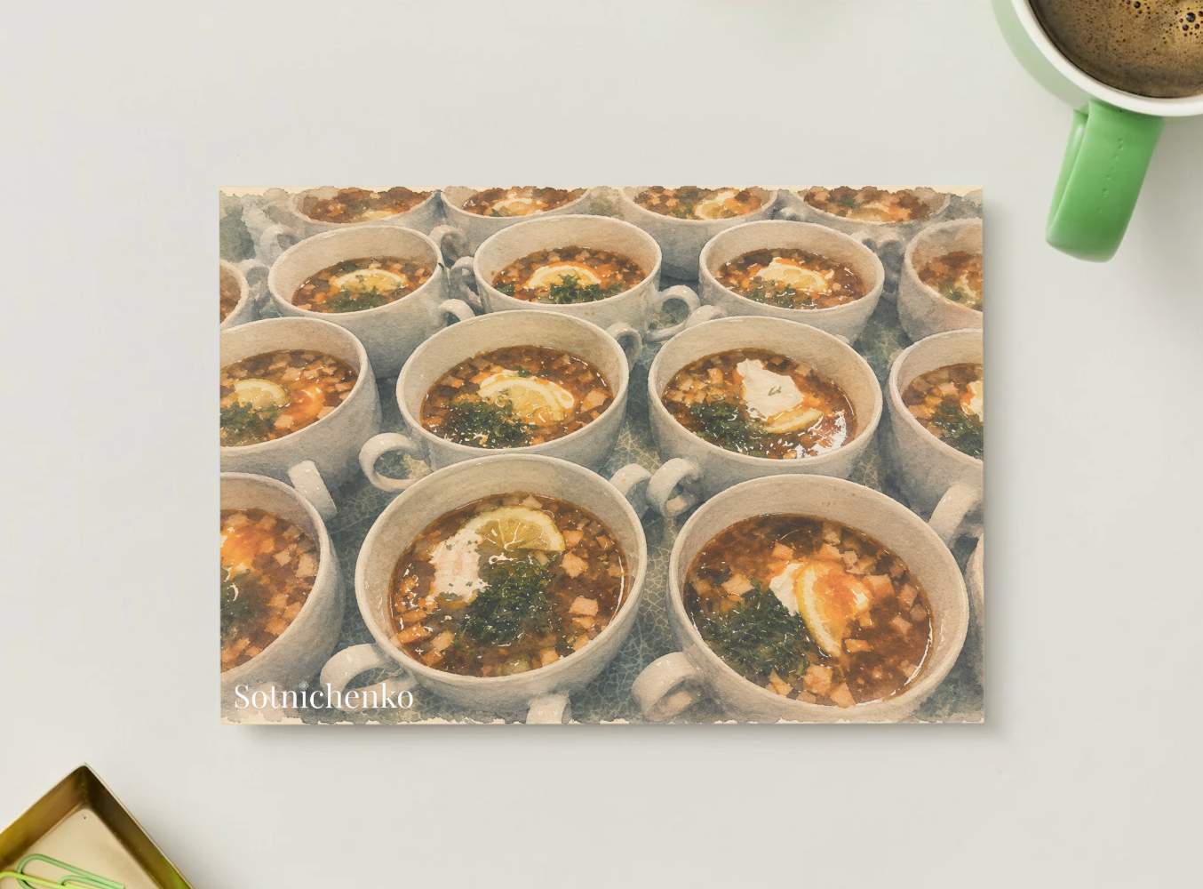 Soup Service — Vintage Food Printable Postcard