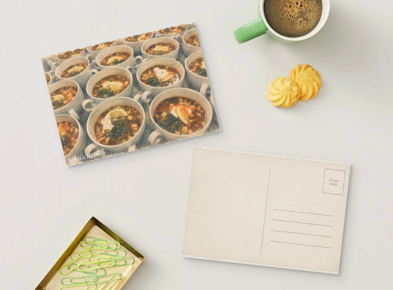 Soup Service — Vintage Food Printable Postcard