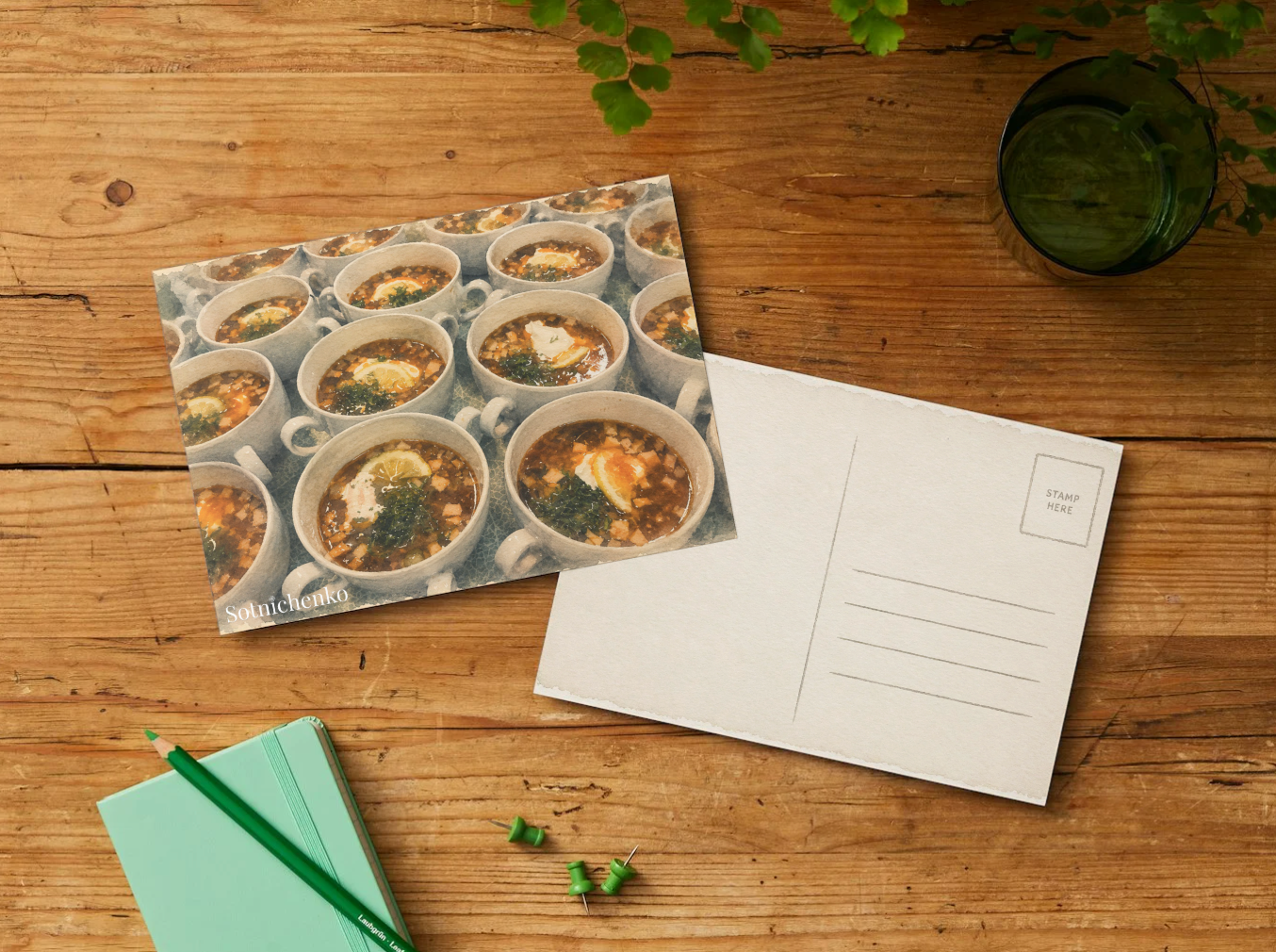 Soup Service — Vintage Food Printable Postcard