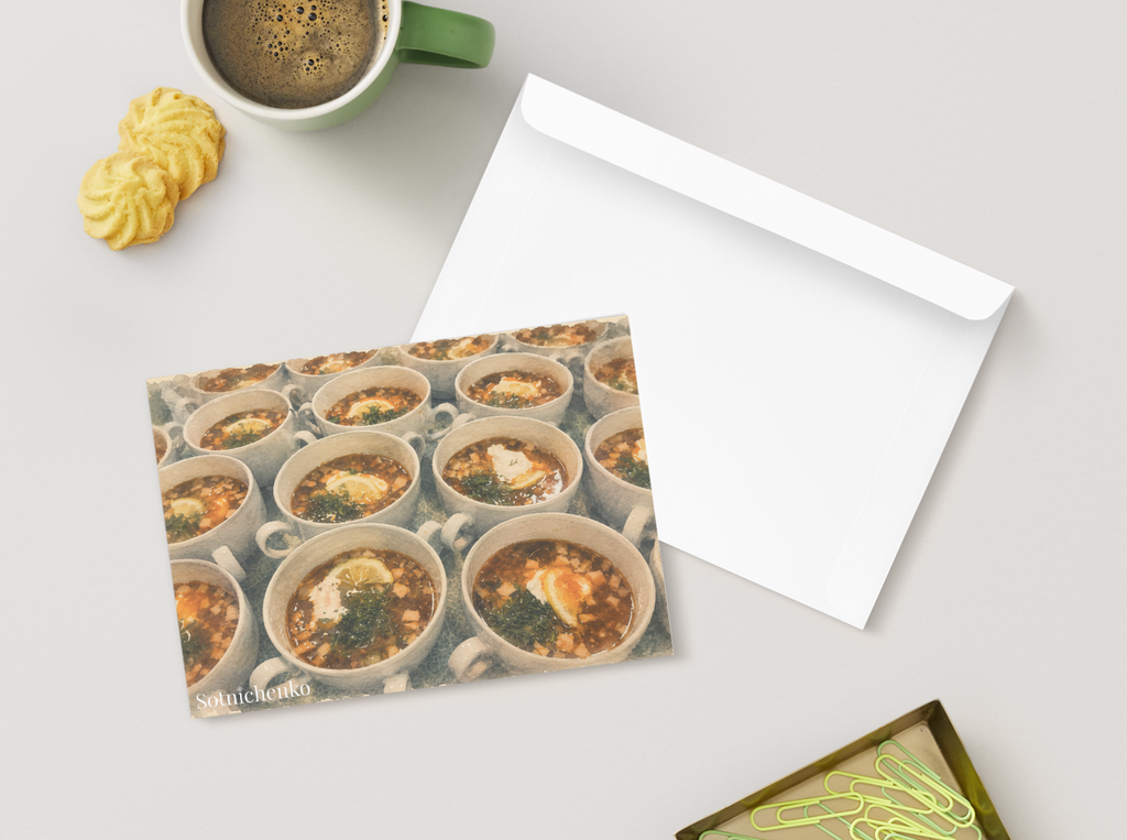 Soup Service — Vintage Food Printable Postcard