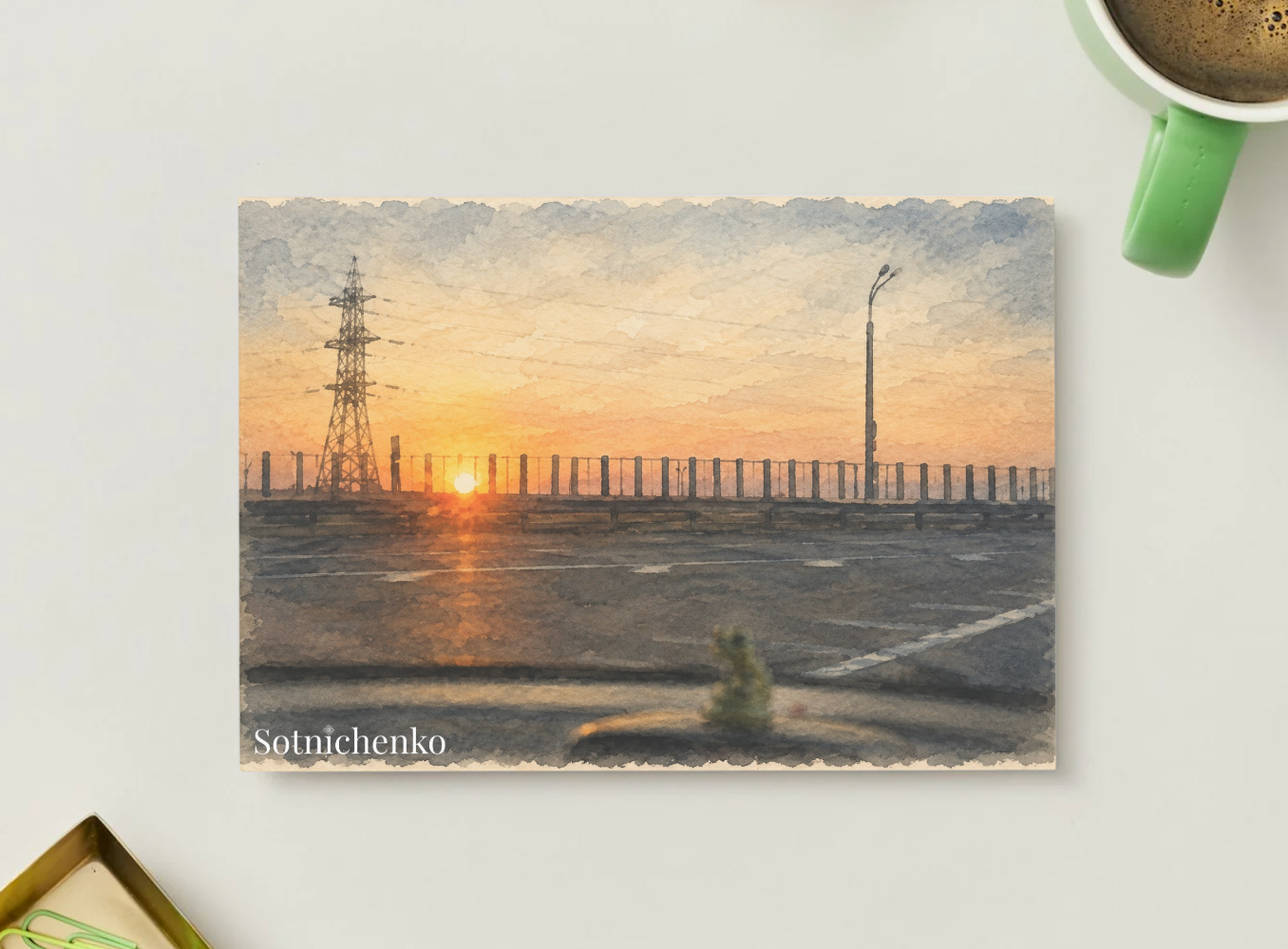 Last Light on the Road — Vintage Urban Printable Postcard