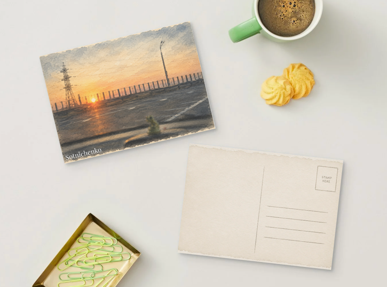 Last Light on the Road — Vintage Urban Printable Postcard