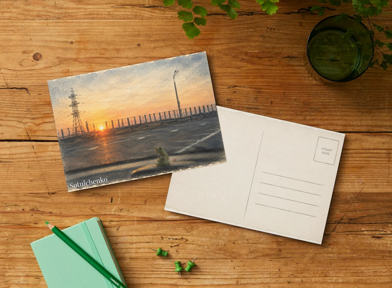 Last Light on the Road — Vintage Urban Printable Postcard