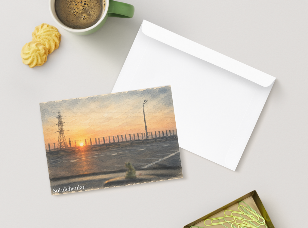 Last Light on the Road — Vintage Urban Printable Postcard