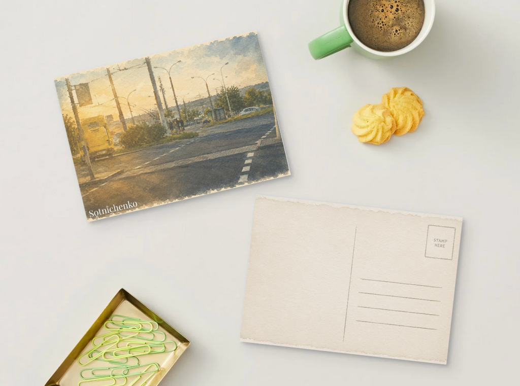 Evening Route — Vintage Urban Postcard