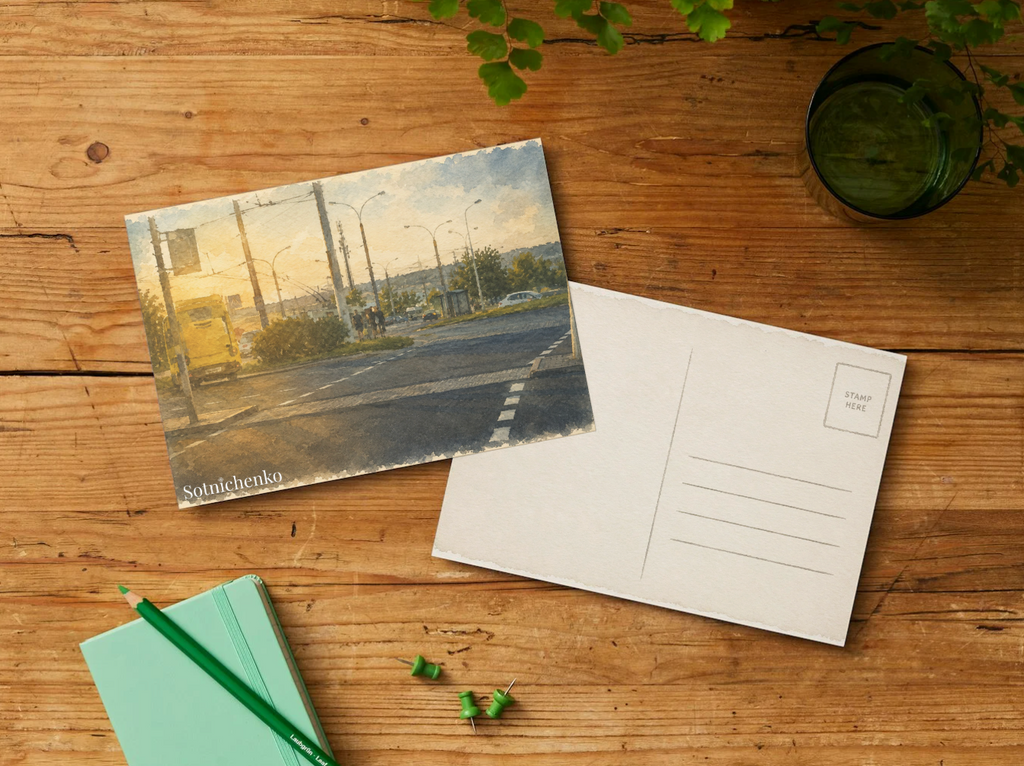 Evening Route — Vintage Urban Postcard