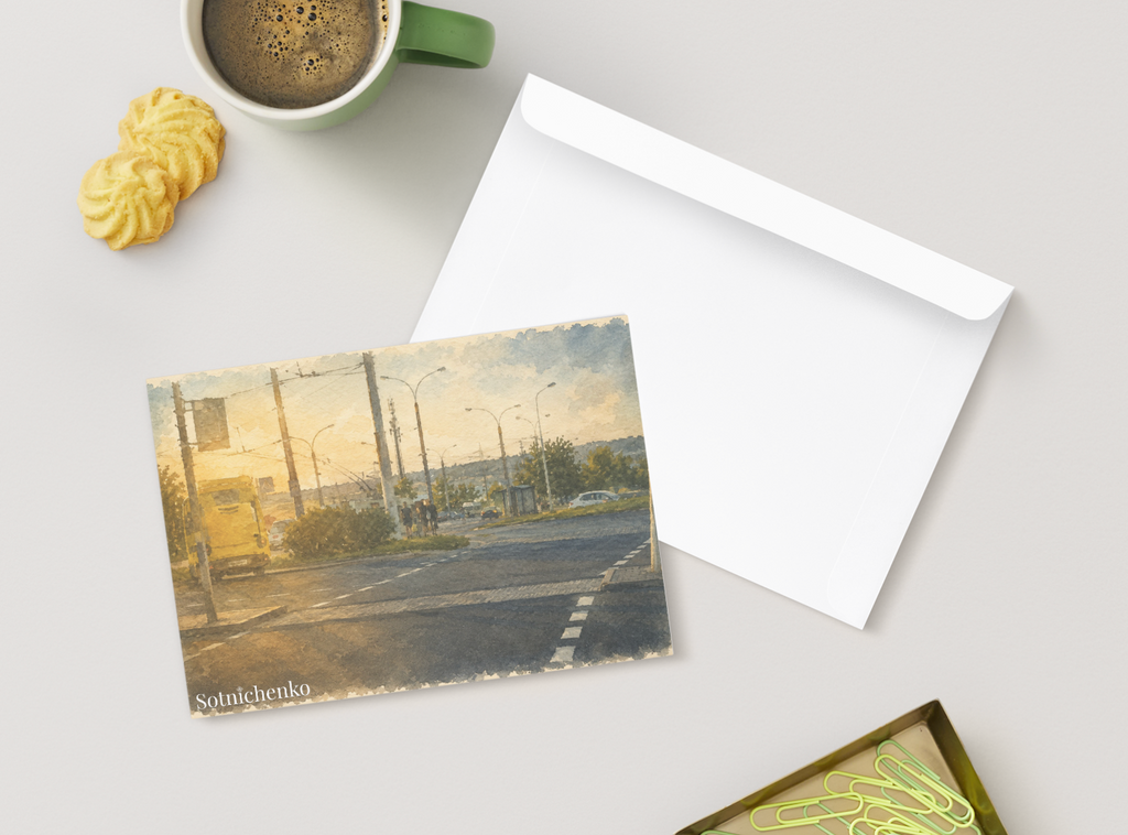 Evening Route — Vintage Urban Postcard